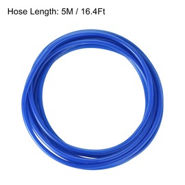sourcing map Pneumatic 6mm OD PU Air Hose Pipe Tube Kit 5M Blue with Black Push to Connect Fittings