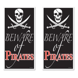 Beistle Beware of Pirates Door Covers 2 Piece, Black/White/Red