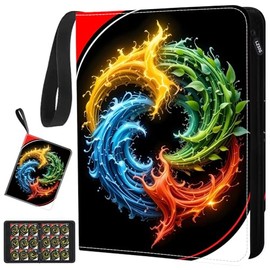 9-Pockets Card Binder - Can hold 900 Cards with 50 Removable Sleeves, HD Digital Print 3-Ring Zipper Sports Book Compatible with TCG, MTG Cards, Trading Card Collector Album, Gifts for Boys and Girls
