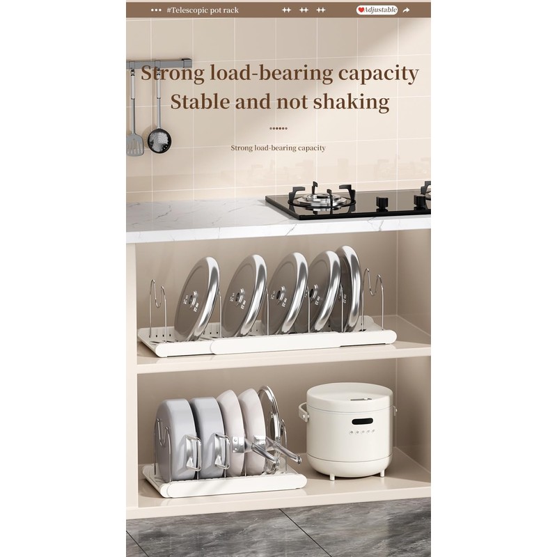 SNBBGT Expandable Pot Organizer with 7 Adjustable Dividers for Kitchen