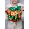 Ecoslay Reversible Satin Hair Bonnet, Strawberry and Orange Print Design,
