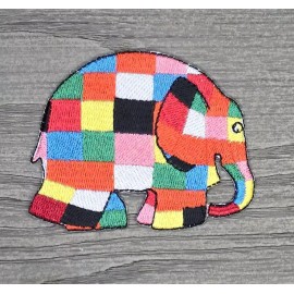 ELMER ELEPHANT COLORFUL MOSAIC MULTICOLORED CUTE IRON ON PATCH JEANS JACKET