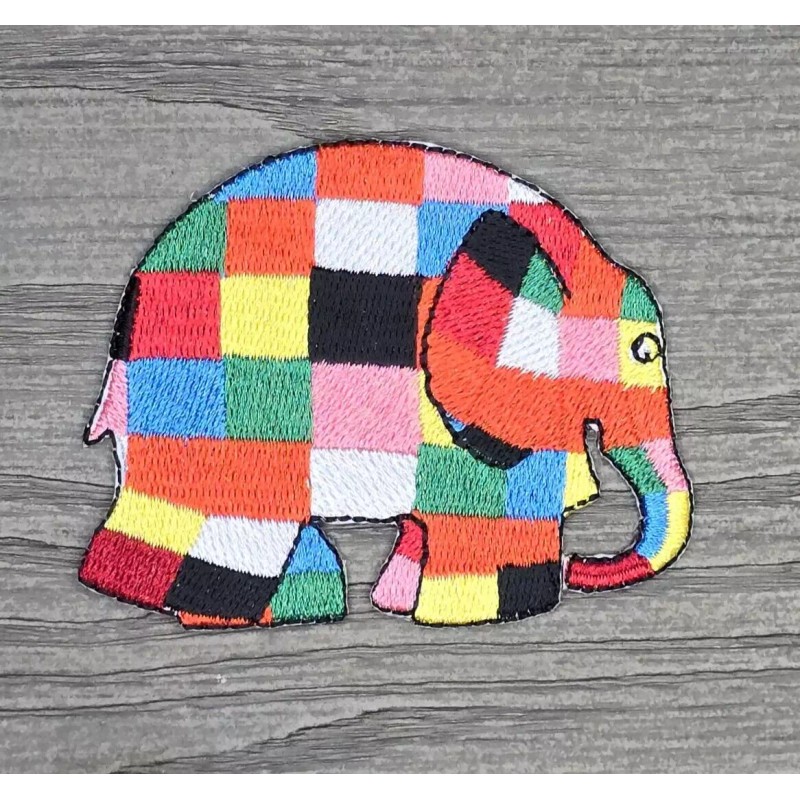 ELMER ELEPHANT COLORFUL MOSAIC MULTICOLORED CUTE IRON ON PATCH JEANS