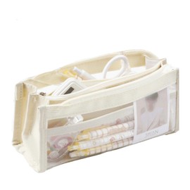 Large Capacity Pencil Case,Back to School Supplies,Cute Transparent Stationary Organizer,Portable Office Stationery Bags,Pencil Pouch for Teen Student and College(Beige-6 Layers)