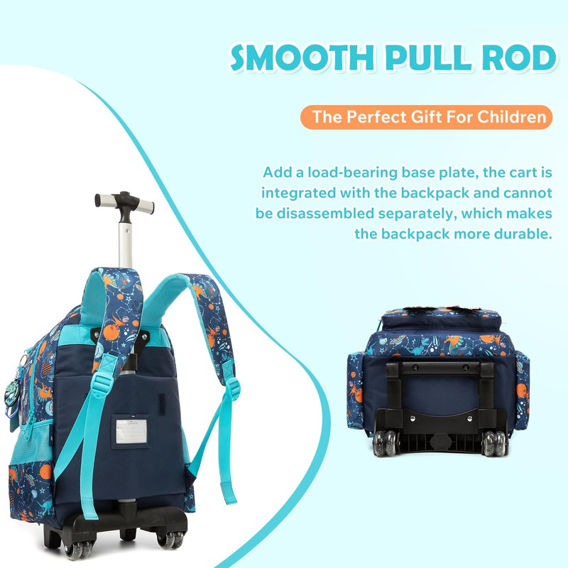Kids Rolling Backpack for Boys Space Shuttle Trolley Suitcases Luggage