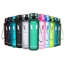 Super Sparrow Sports Water Bottle Multi-Size BPA Free & Eco-Friendly Tritan Co-Polyester Plastic - Fast Water Flow, Flip Top, Opens with 1-Click