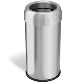 iTouchless 16 Gallon Dual-Deodorizer Round Open Top Trash Can and Recycle Bin, 60 Liter Stainless Steel Commercial Grade Trashcan, 10 Inch Opening good for Home, Restaurant, Restroom, Office