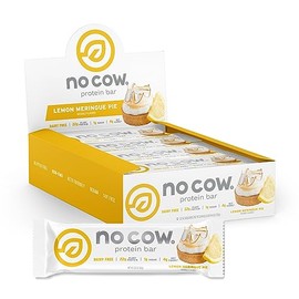 Barra de proteínas sin vaca, tarta de merengue de limón, 0.88 oz de proteína a base de plantas, apto para keto, bajo en azúcar, sin lácteos, sin gluten, vegano, de alta fibra, sin OMG, 12 unidades