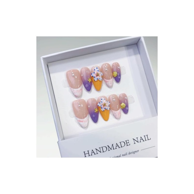 Uñas postizas cortas almendradas hechas a mano