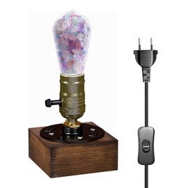 BrightWish Vintage Industrial Style Table Lamp with Crystals - Retro Desk Lamp/Bedside Lamp, E27 Socket, Decorative Lamp for Living Room, Country House, Warm White Light for Cosy Atmosphere