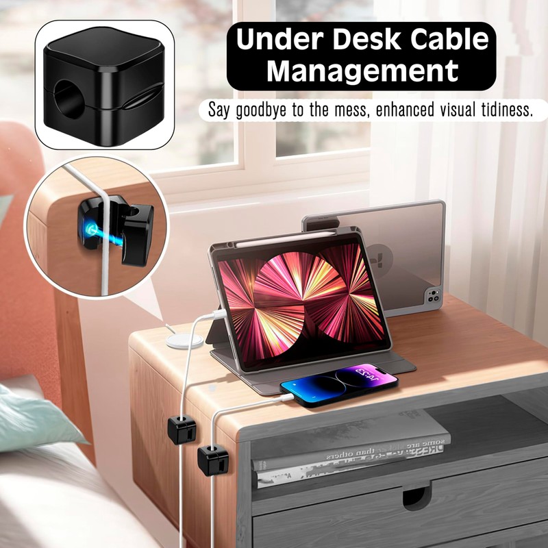 SaiTech IT Magnetic Cable Clips, Cord Organizer Holder, for Desk