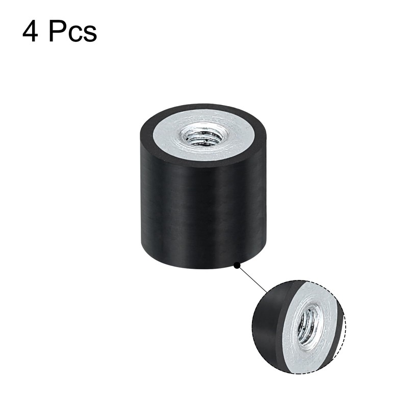sourcing map 4Pcs 10 x 10mm M3 Thread Female Rubber