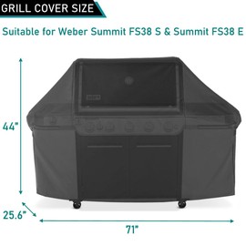 ZJYWSCH Grill Cover for Weber Summit FS38 S E 5-Burner Gas Grill Outdoor Waterproof 600D Heavy Duty Webber Summit FS38 F S 38 Gas Grill Cover with Straps