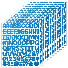 BINLINHONGO 984 Alphabet Stickers, 12 Sheets 1 Inch Self-Adhesive Vinyl Letters Sticker Decals for Scrapbook, Identification, Organization and Decorative, Blue