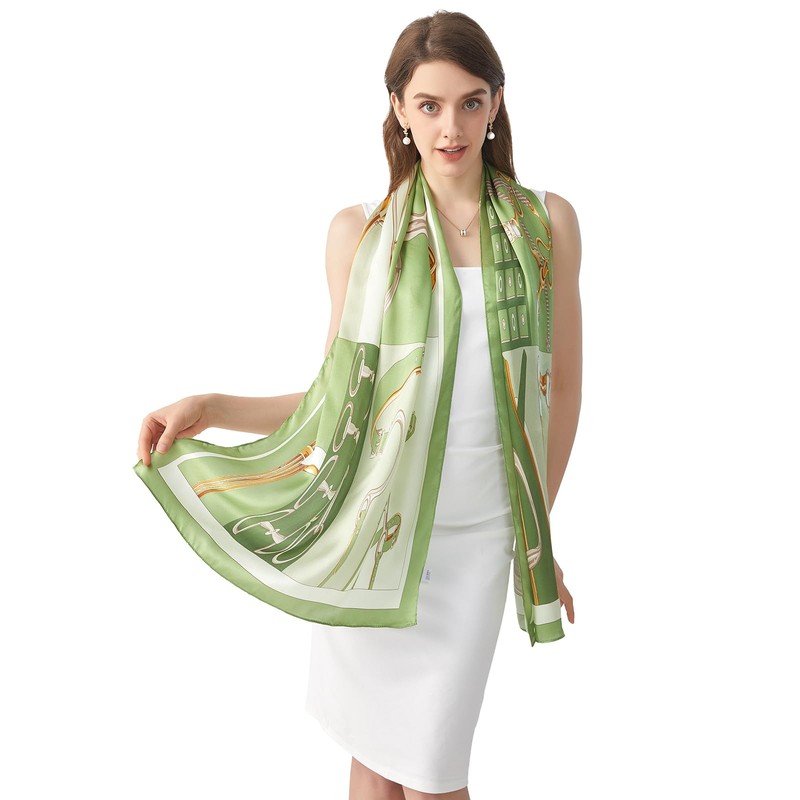 WUZININGLE 68"×21" Silk Scarf for Women Hair Lightweight Shawls and