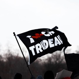 3x5FT F Trudeau Flag,100D Polyester FK Trudeau Banner with Brass Grommets for Outdoor Indoor Decoration (white & black)