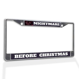 Fastasticdeals Metal Insert License Plate Frame Nightmare Before Christmas Weatherproof Car Accessories Chrome 2 Holes Solid Insert
