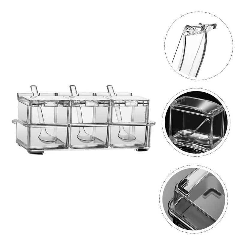 ABOOFAN 1Set Transparent Seasoning Jar Kit Compartment Spice Container Set