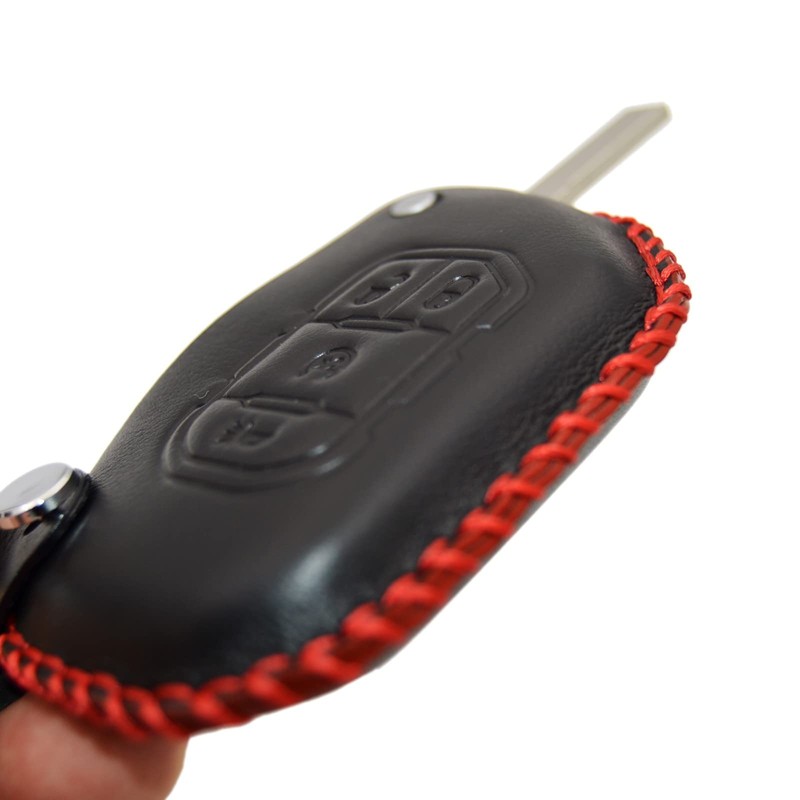 Genuine Leather Flip Key Fob Cover Case Protector for Jeep