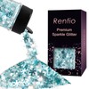 Renfio Snowflake Resin Glitter, Blue White Snowflower Mixed Chunky Glitter,