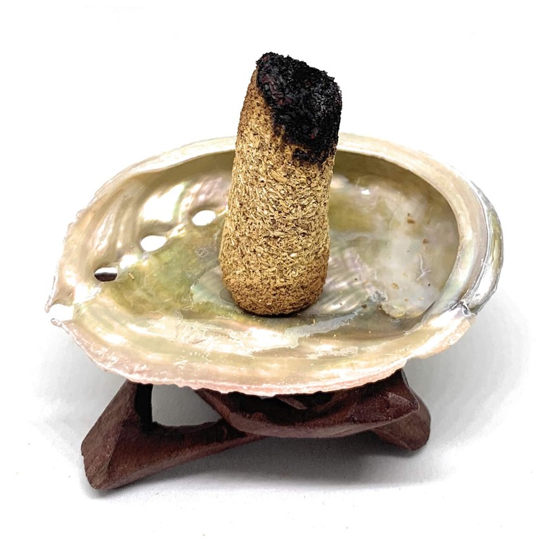 Palo Santo Cones Pack of 5,Red Abalone Shell 2-3",Wooden Tripod