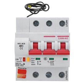 Smart WiFi Circuit Breaker AC220V Miniature Circuit Breaker 63A 3P PA66-DSM Flame Retardant Shell Remote Control by Mobile APP(3P 63A)