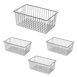 16inch Freezer Wire Storage Organizer Baskets, Household Refrigerator Bin with Built-in Handles for Cabinet, Pantry, Closet, Bedroom