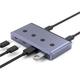 YABOANG USB 3.2 Gen 2 Hub,4 USB 10Gbps,1 DC Port and Data Input Port (Type-C),USB Multiport with Individual Switches and LED Indicators for Laptops, USB Flash Drives, Keyboards, etc.