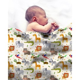 Ultrasoft Plush Fleece Baby and Children Blanket – Zoo Animals – XL 100x70cm, 525 g/sqm – Premium Quality Swaddle & Burp Blanket Made of Skin-Friendly Super Soft Fleece – Unbeatably Soft and Cozy