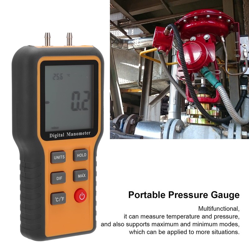 Handheld Digital Manometer for Positive and Negative Air Pressure Measurement
