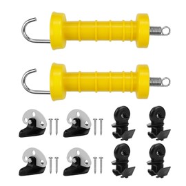 2 Set Electric Fence Gate Handle Set with Anchor and Insulator, Consisting of 2 Plastic Electric Fence Gate Handle, 4 Anchor Sets, 4 Electric Fence Insulators and 6 Screws
