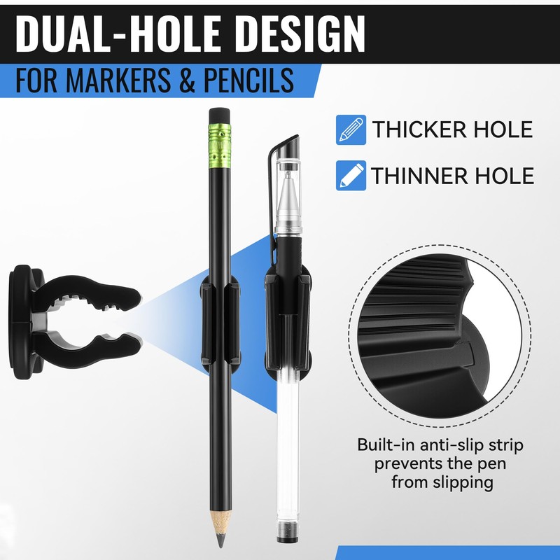 Hiboom 2 Pack Pen Pencil Holder for Hard Hat, Black