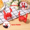 Red Crab Spoon Holder Rest,with one Bamboo Spoon,2-in-1 - Steam