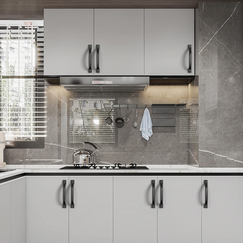 Asidrama 10 Pack 4 Inch(102mm) Matte Black Kitchen Cabinet Handles,