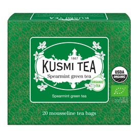 KUSMI TEA, Spearmint Green Tea - Organic Green Tea with Mint, 20 bags (40g)