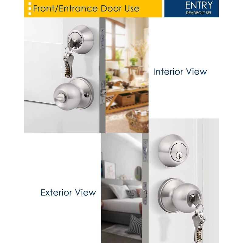Brotima 1 Pack Keyed Alike Door Lock Set with Deadbolt,