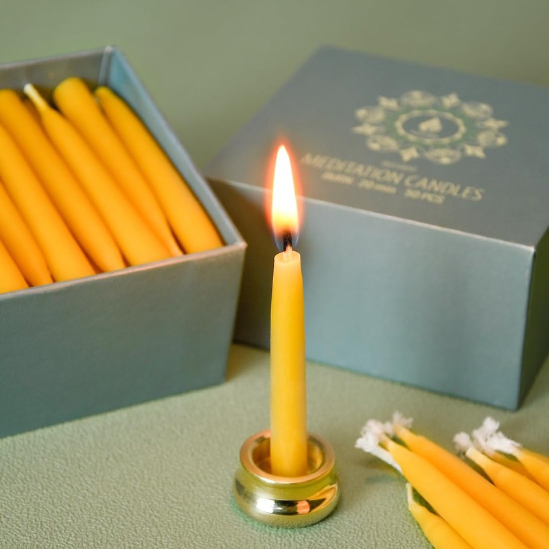 20 Minute Pure Beeswax Candles, Drip-Free Meditation Candles, Mini Taper