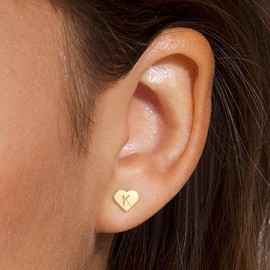 BLThing Gold Earrings for Girls - 14K Gold Plated Heart Initial K Earrings Dainty Jewelry Birthday Gifts for Girls