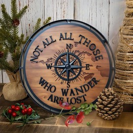 8X8 Inch Faux Laser-Cut Aluminum Wall Art - Compass And Map Design, Suitable for Decorating Living Rooms, Kitchens, Or Entryways.