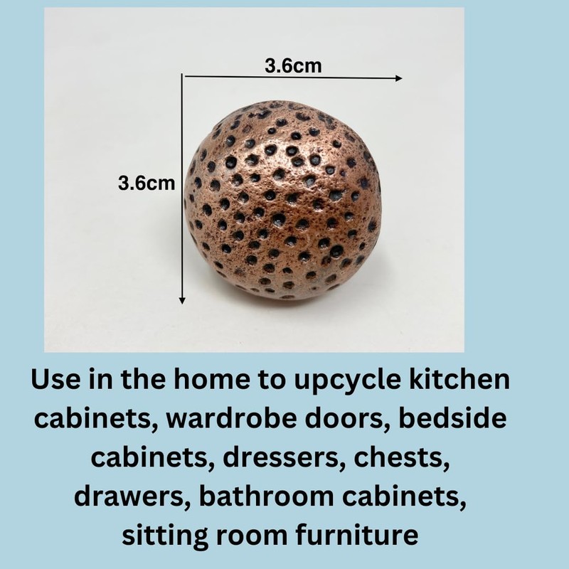 Antique Copper Hammered Knob & Cup Handle Cabinet - Drawer