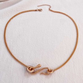 Wendalern Cubic Zirconia Circle Necklace Infinity Snake Pendant Necklace Bling Open CZ Circle Necklace Removable Animal Snake Necklace Wedding Bridal Eternity Necklace Jewellery for Women