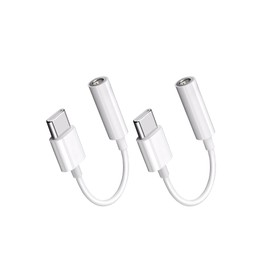 2 PACK USB C to 3.5mm headphone jack adapter,Type C to 3.5mm Headphone Aux Digital Audio Earphone for Phones and Tablets,White