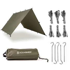 AquaQuest Defender Tarp – Heavy-Duty Waterproof (20,000 mm) Seam-Taped Rain Fly for Camping, Bushcraft & Survival