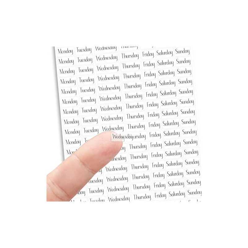 Micro Clear Day of The Week Stickers, 126 Stickers .30"