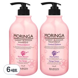 Baron Moringa Cherry Blossom Shampoo 500g + Treatment 500g, 6 sets / 바론 모링가 체리블라썸 샴푸 500g + 트리트먼트 500g, 6세트