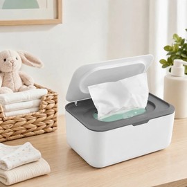 Wet Tissue Box Paper Dispenser for Wipes & Napkins - Covered Refillable Holder for Baby Rooms, Cars & Home