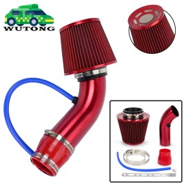 BARTOO Red Performance 3" Universal Cold Air Intake Induction Hose Pipe Car Kit Filter