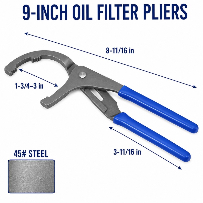 Adjustable 45# Steel Oil Filter Pliers, 9-Inch & 12-Inch Options