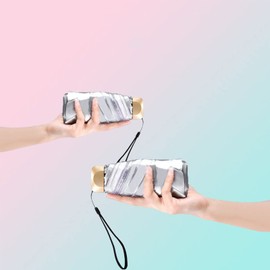 Meichoon Travel Mini Umbrella Lightweight Small 5 Folding 6 Ribs Compact Sun Rain Waterproof Parasol with UPF 50+ UV Protection Suit for Bag with Bag, blue, Compact