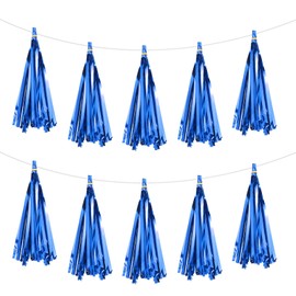 QUARKZMAN Pack of 30 Bright Blue Tassels Garland Banner with Tissue Paper Tassels Party DIY Kits for Anniversary Wedding Birthday Party